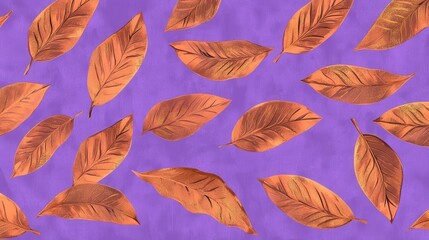 Obraz premium Autumn Copper Leaves Pattern - A Striking Fall Design