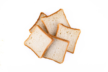 Toast bread slices on white background