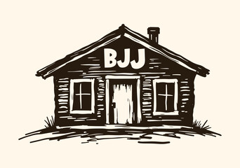 Black Silhouette Of A Hut. Vector Element Of A Hut Isolated On White Background. BJJ Hut Art Work