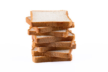 Toast bread slices on white background
