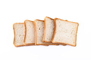 Toast bread slices on white background
