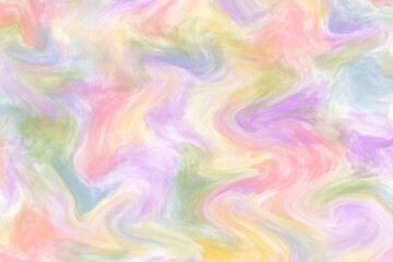 A vibrant abstract painting with swirling pastel colors. The fluid, marbled effect creates a dreamy and ethereal atmosphere.