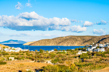 View of in Katapola sea bay and port, Amorgos island, Cyclades, Greece