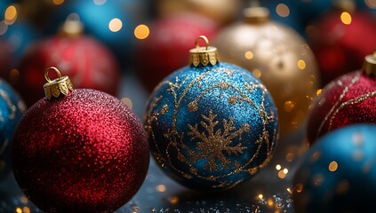 Fototapeta premium A Group of Festive Christmas Ornaments