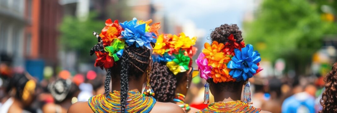 Happy african-american people celebration Juneteenth, african liberation day. Juneteenth Parade and Festival. Black History Month