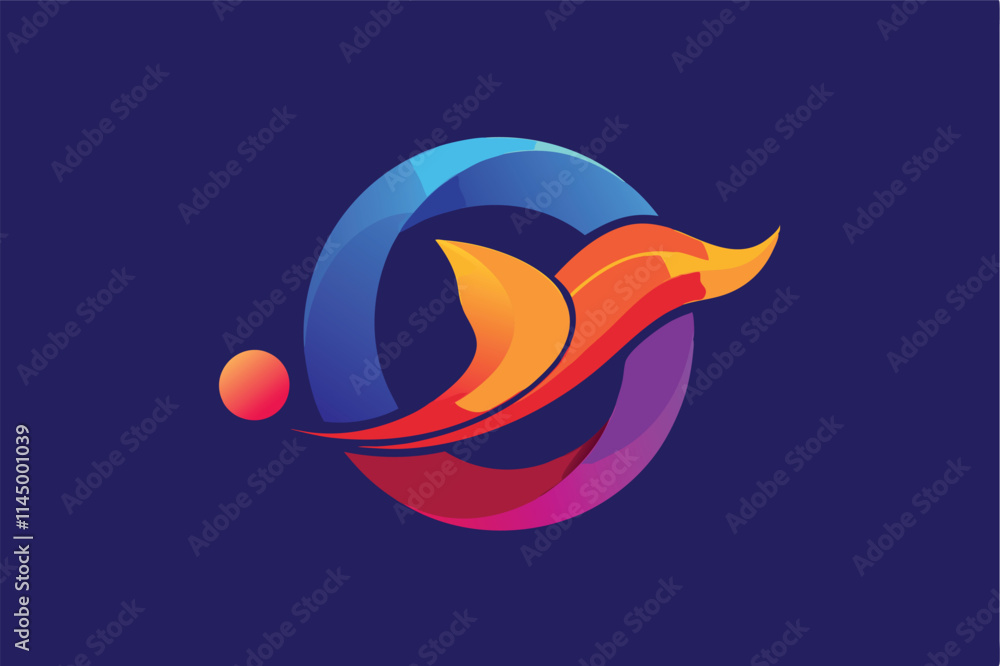 Poster Colorful abstract vector design featuring dynamic waves and circular elements, suitable for modern branding and graphic design projects