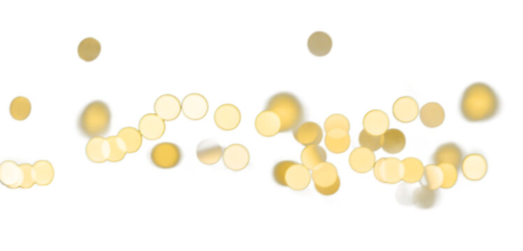 Shimmering garland lights. Glittering bulbs with a soft bokeh effect, twinkling and glowing in golden tones. Perfect for festive Christmas or New Year celebrations isolated on