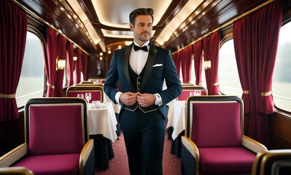 Waiter on a luxury train.