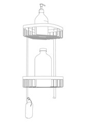 Doodle set with bathroom accessories - toothpaste, toothbrush, shampoo, soap, towels, washcloths, rubber duck and other. Personal hygiene, body care. Vector hand-drawn illustration