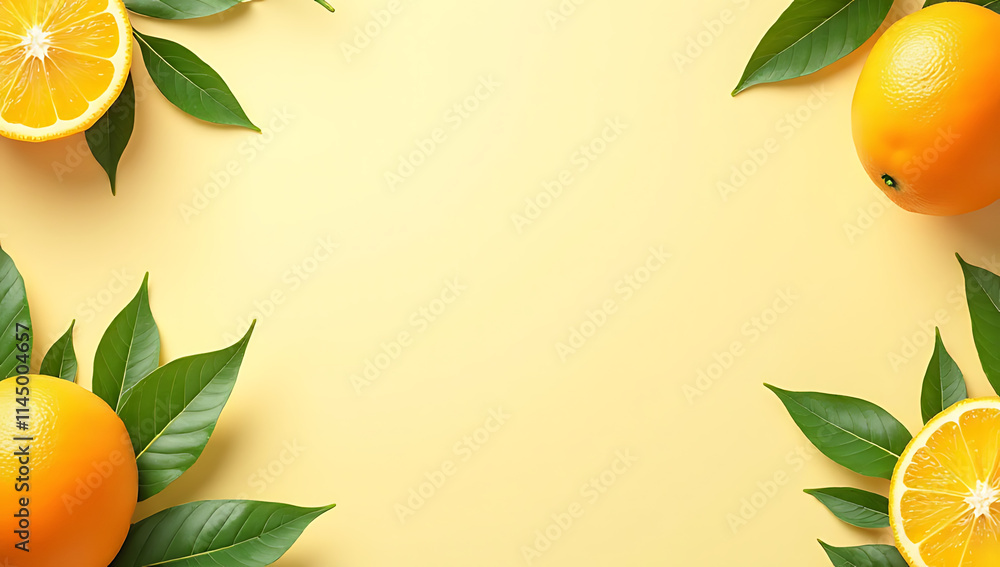 Aufkleber background with interlocking patterns of orange and lemon leaves, evoking concepts of nature, fruits