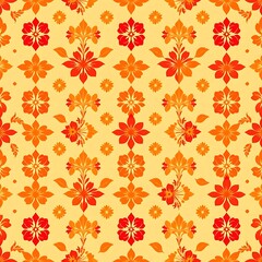 Warm Floral Damask Pattern 