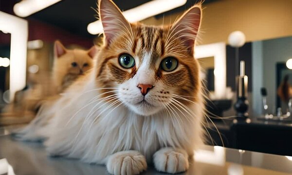 Cat in a hair salon.