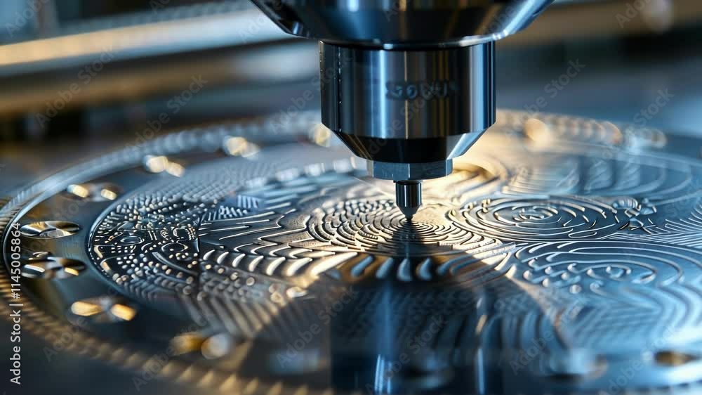 Poster a designer carefully etching elegant patterns onto the surface of a gleaming metal particle detector