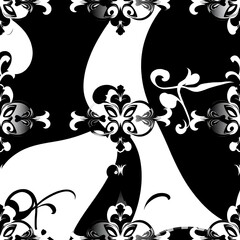 Black and White Damask Seamless Pattern:  A classic damask design, this intricate pattern features a captivating interplay of black and white.