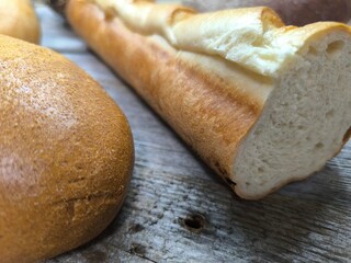 Against the background of an assortment of bakery products. High-quality photography