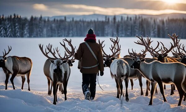 Reindeer herder in Lapland.