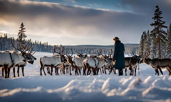 Reindeer herder in Lapland.