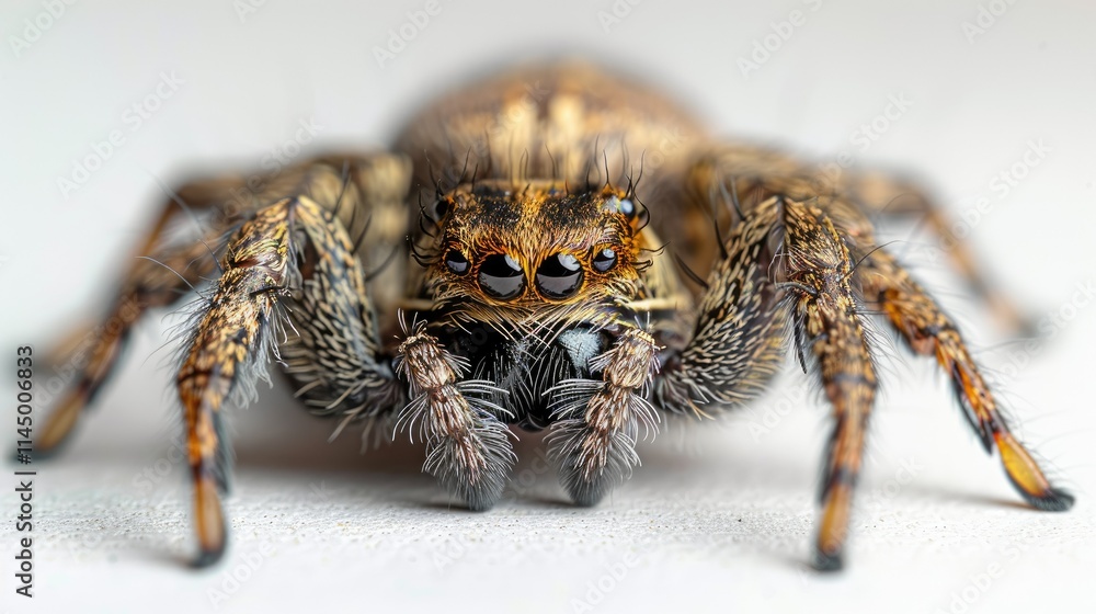 Poster a close-up view of a spider showcasing its intricate details and features.