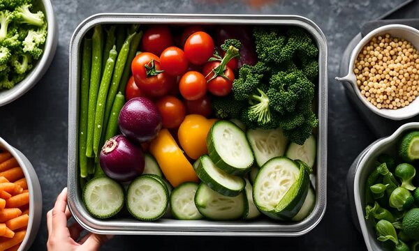 Vegetables in a tupperware.