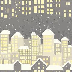 Minimal seamless vector of a winter townscape