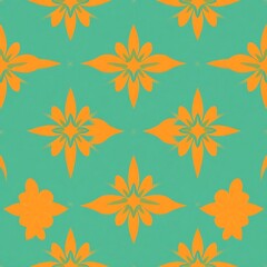 Obraz premium Seamless Teal and Orange Floral Pattern 
