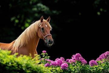 Arabian Horse in Calm Stance with Cascading Mane