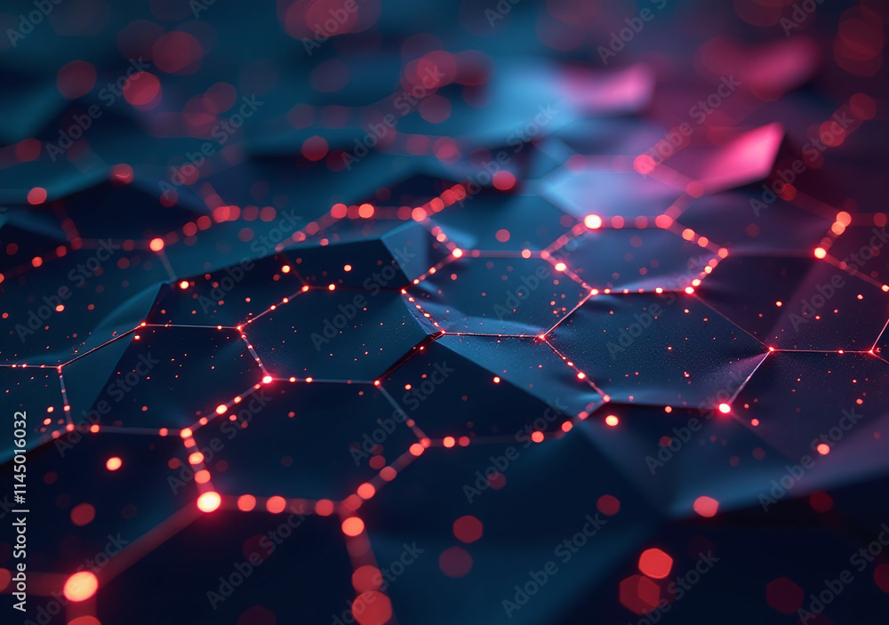 Aufkleber futuristic hexagonal background abstract lights creates visually striking technological