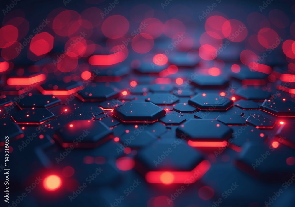 Poster futuristic hexagonal background abstract lights creates visually striking technological