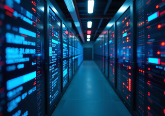 Fototapeta premium big data combines hi tech innovation businesses productions virtual screens