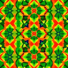 Vibrant Green and Orange Kaleidoscope Pattern 