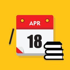 calender icon, 18 april icon with yellow background