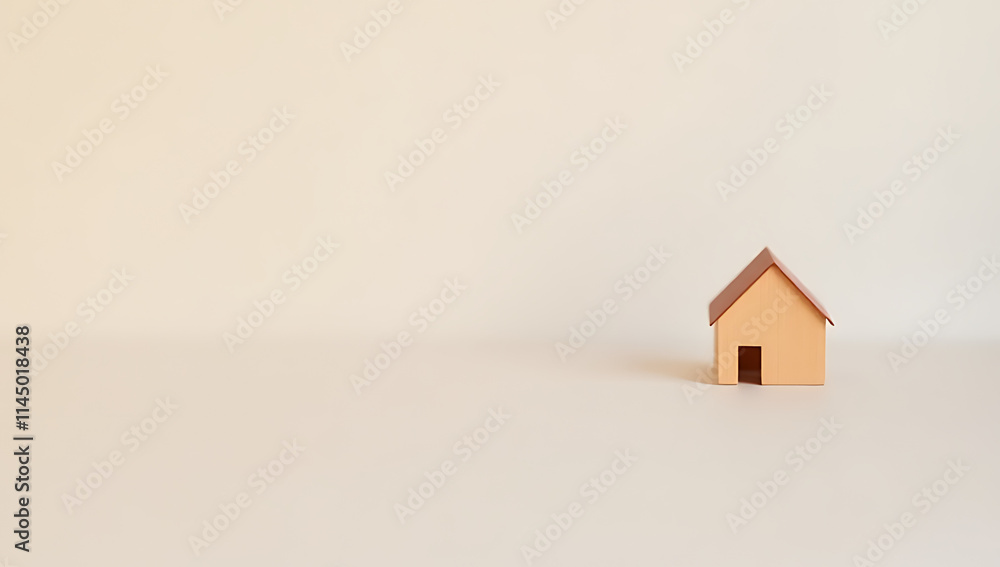 Poster a small model house is selectively focused on a soft pastel colored background for a visually appeal
