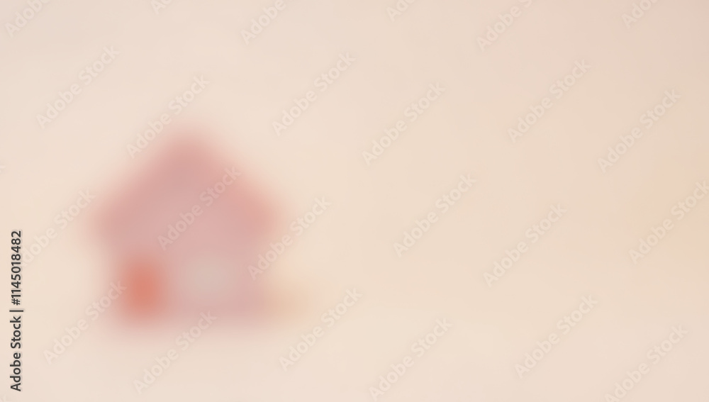 Poster A small model house is selectively focused on a soft pastel colored background for a visually appealing effect._00001_