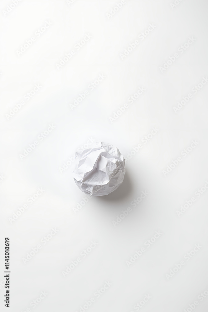 Poster A small crumpled paper ball lies on a plain white surface creating a simple yet interesting visual effect._00003_