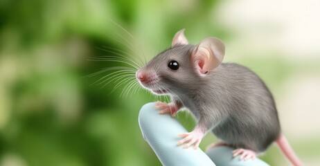 Mouse held gently in a gloved hand representing care for small animals in natural settings