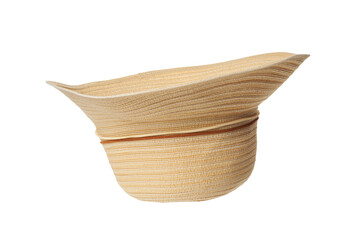 Obraz premium Summer beach lady's hat close-up. A lightweight and stylish accessory with a wide brim, ideal for sun protection and an elegant beach