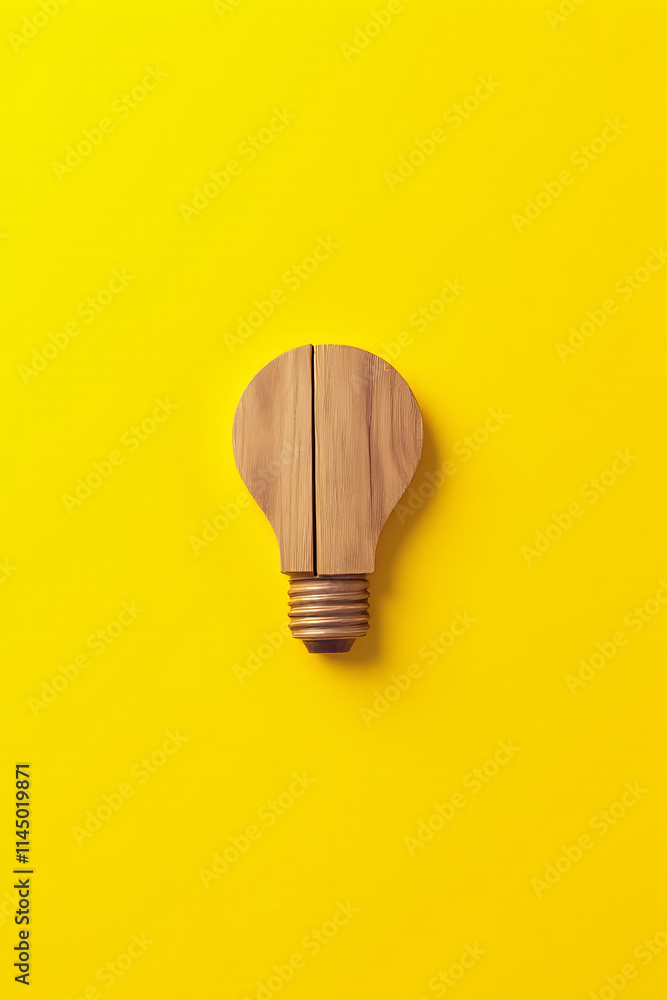Poster a simple abstract design with a wood pattern on a bright yellow background sparks imagination and fu