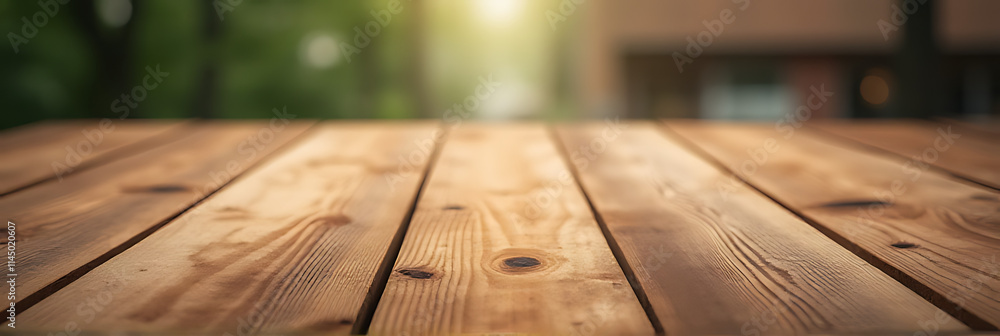 Poster A selectively focused image of a wooden tabletop with a beautiful texture is used as a background for material product advertisements._00002_