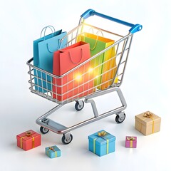 shopping cart with boxes