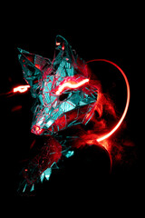 music album cover, abstract silhouette demon	
