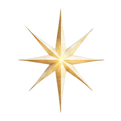 Gold glittering Christmas star isolated on white background festive holiday decoration shining light design element symbol of hope and celebration magic xmas bright object religious faith spiritual