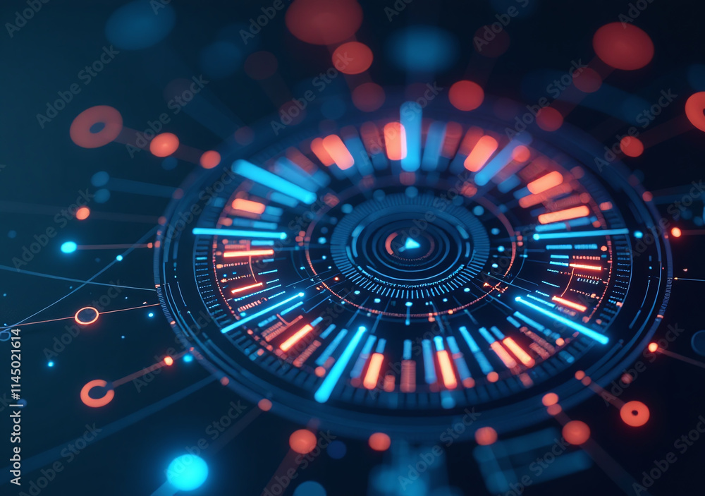 Poster data represented circular digital framework analysis innovative digital