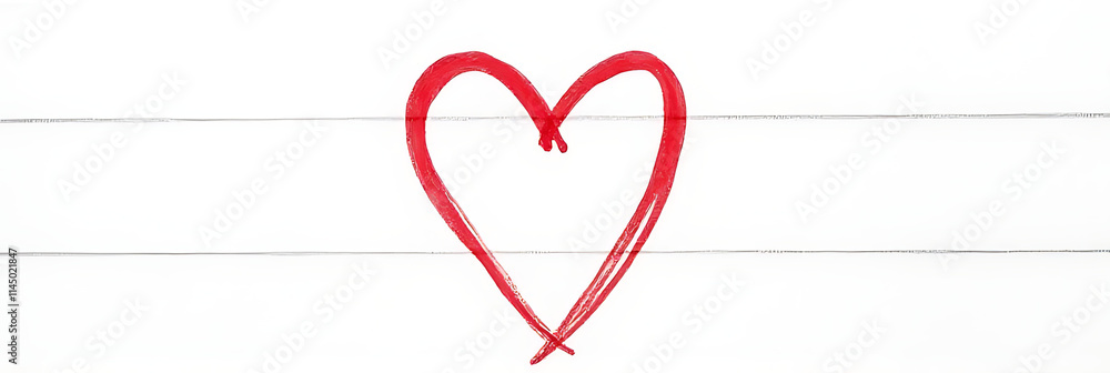 Poster a red heart shape is drawn on a white notepad background as part of various love and wedding concept