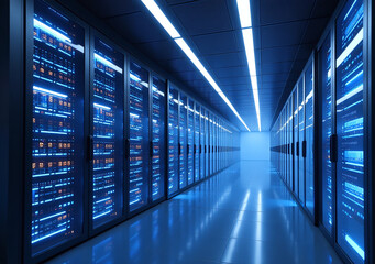 Fototapeta premium digital interior design incorporates abstract data centers polygonal geometry rendering modern