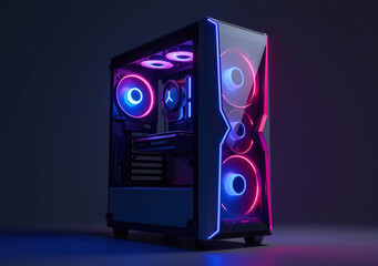 gaming pc tower features sleek design led lighting modern
