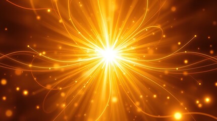 bright light rays radiating outward with a vibrant golden glow, symbolizing energy, illumination, and hope in a dynamic abstract style