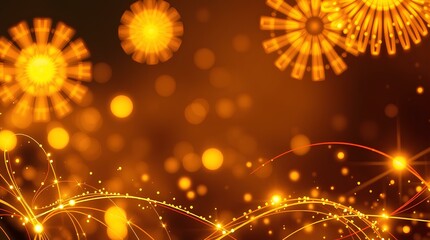 Obraz premium golden bokeh lights with festive shapes, warm and vibrant abstract design, perfect for holiday and celebration themes