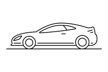 Car icon. Black outline linear silhouette. Editable strokes. Side view. Vector simple flat graphic illustration. Isolated object on white background. Isolate.