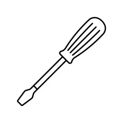 Flat screwdriver icon. Black outline linear silhouette. Editable strokes. Front side view. Vector simple flat graphic illustration. Isolated object on white background. Isolate.