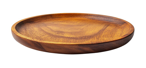 wooden round serving tray on white background